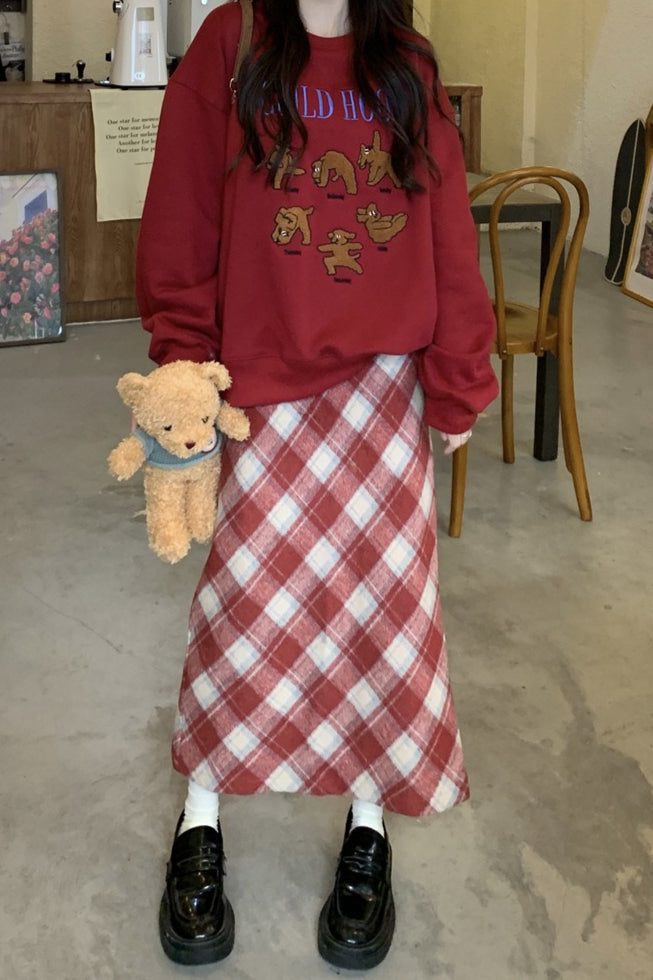 Falda Vintage de Talle Alto con Abertura y Corte en A