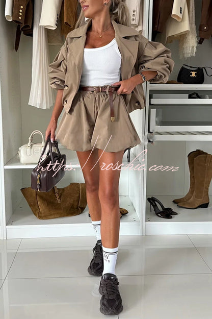 Fashion Style High Rise Elastic Waist Pocketed  Bloomer Shorts (Shipped Within 24 Hours)