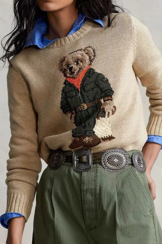 Classic Embroidery Retro Relaxed Sweater