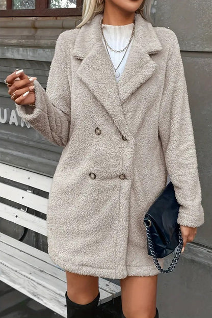 Elegant Faux Fur Single Breasted Warm Coat