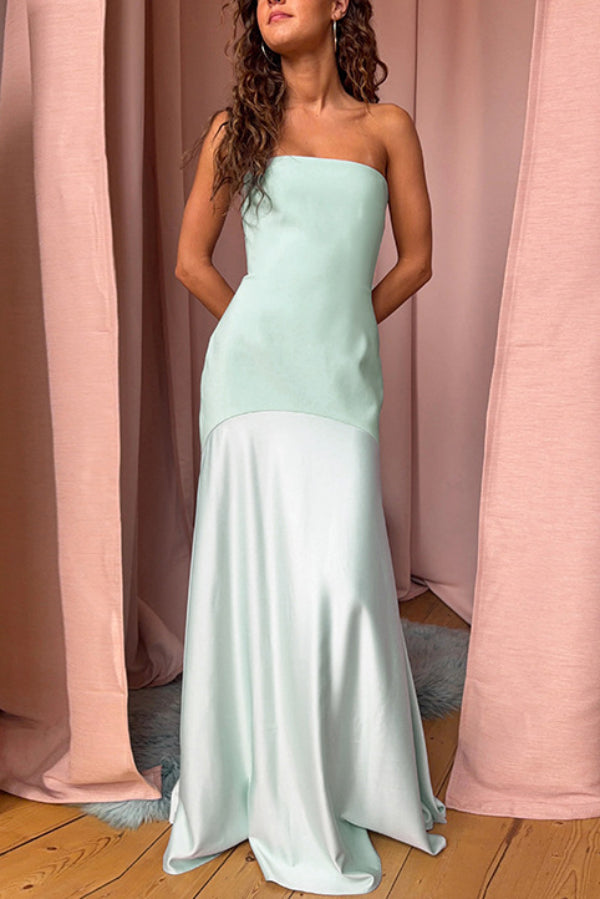 Solid Color Sleeveless Off-shoulder Elegant Slim-fit Maxi Dress