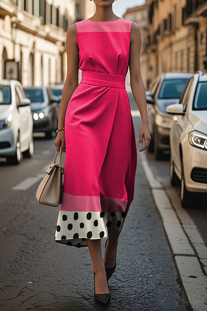 Unique Print Sleeveless Round Neck Casual Midi Dress