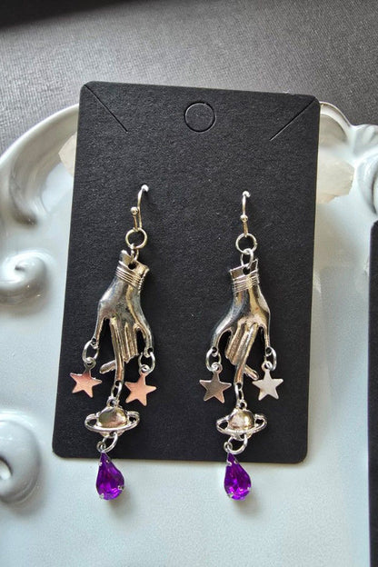 Fashionable Fingertip Planet Zirconia Pendant Earrings