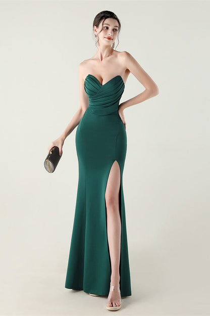 Vestido de fiesta plisado palabra de honor con escote corazón