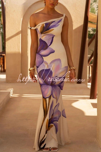 Stylish Off-shoulder Fitted Elegant Fishtail Maxi Dress