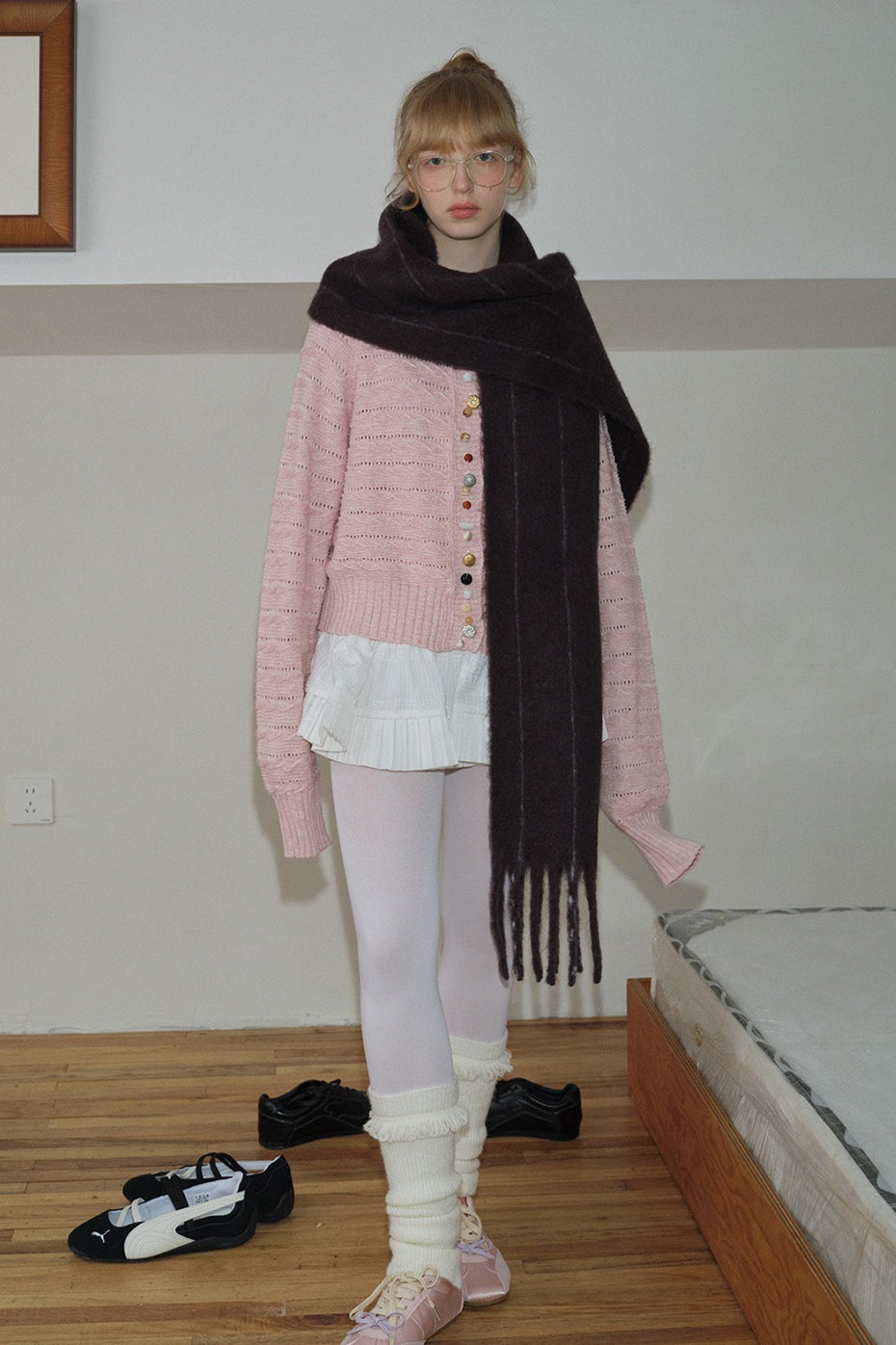Bufanda unisex de mezcla de lana al 25% con rayas verticales