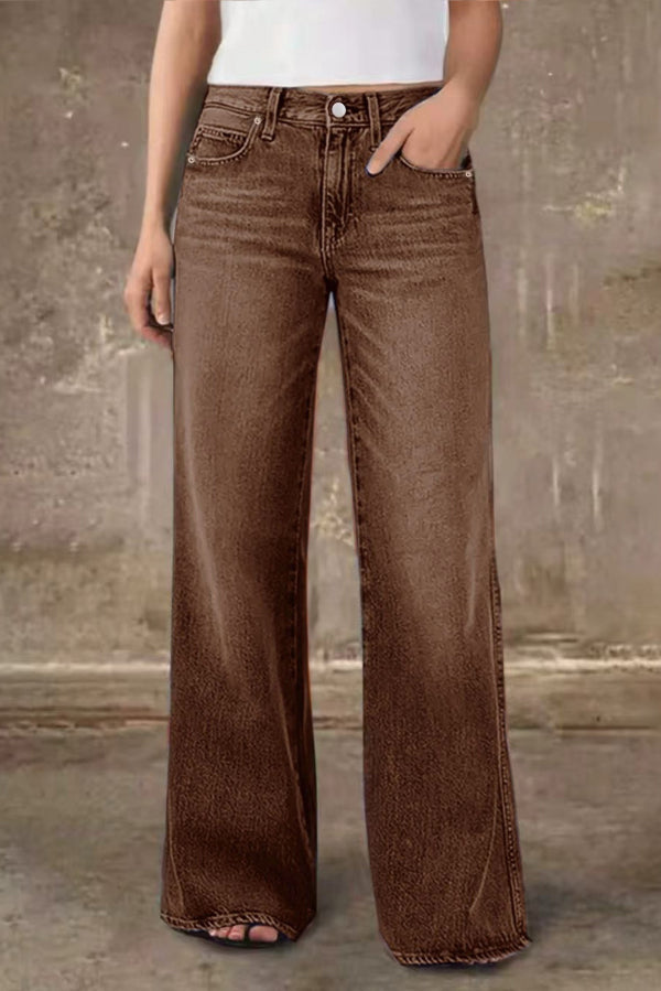 Stylish Casual Pocket Loose Straight Leg Jeans
