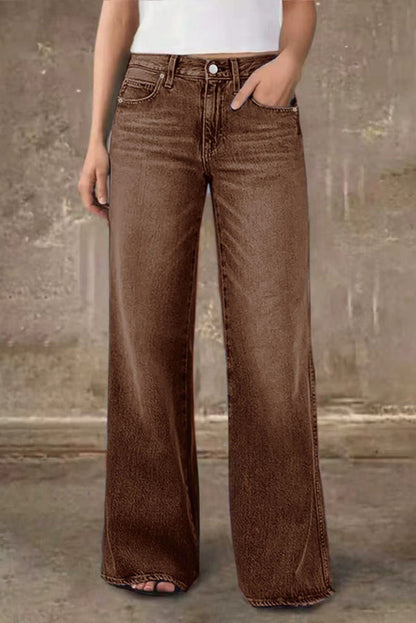 Stylish Casual Pocket Loose Straight Leg Jeans