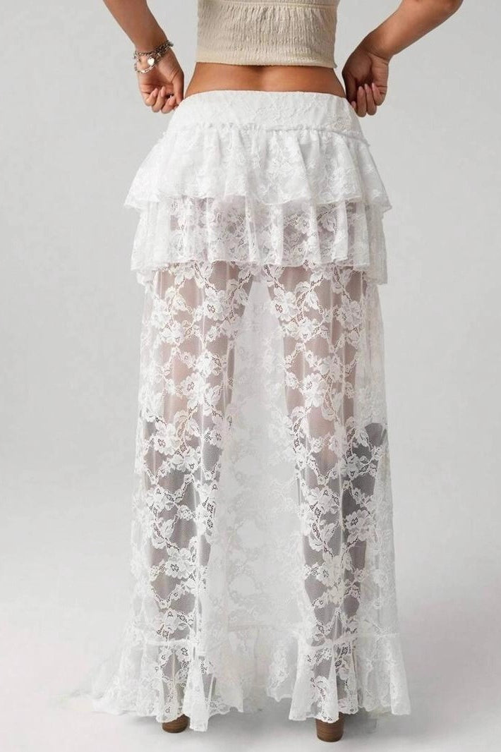 Lace Asymmetric Bodycon Skirt