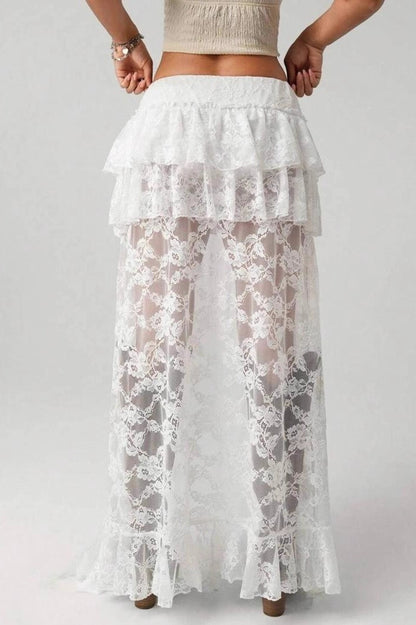 Lace Asymmetric Bodycon Skirt