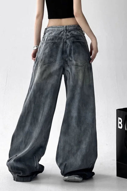 Washed Ripped Wide Leg Jeans
