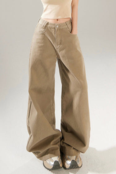Pantalones Largos Anchos de Jean de Tiro Alto Vintage