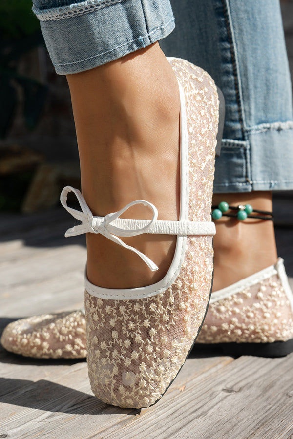 Fashionable Embroidered Square-toe Flat Casual Shoes