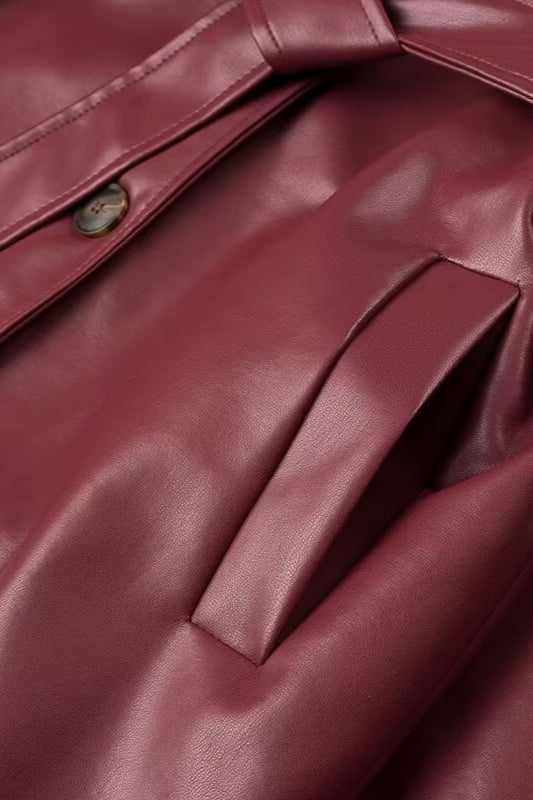Gabardina suelta de piel