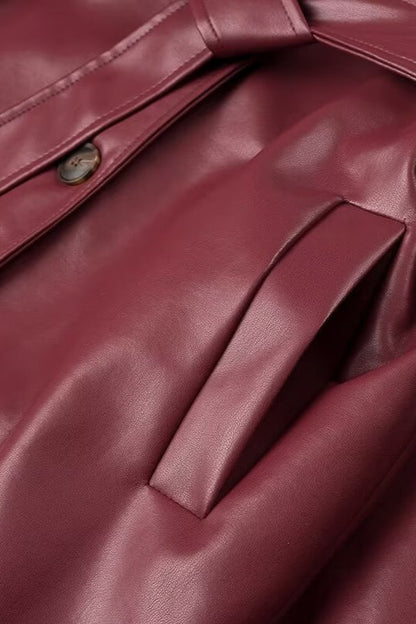 Gabardina suelta de piel