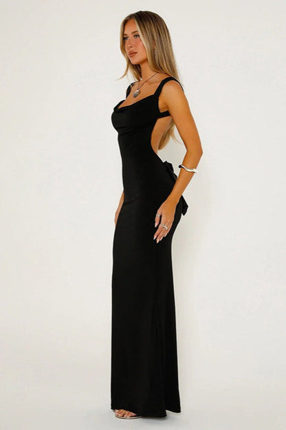 Vestido Formal de Tirantes con Espalda en Lazo
