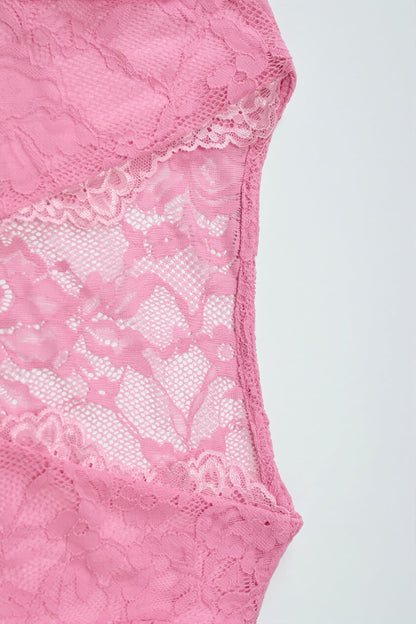 Blusa de encaje sexy de manga larga con lazo frontal
