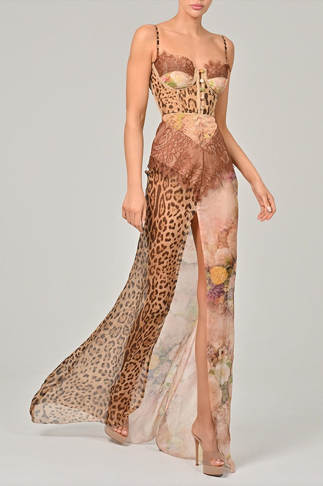 Chiffon Halter Neck Split Sling  Boho Dress