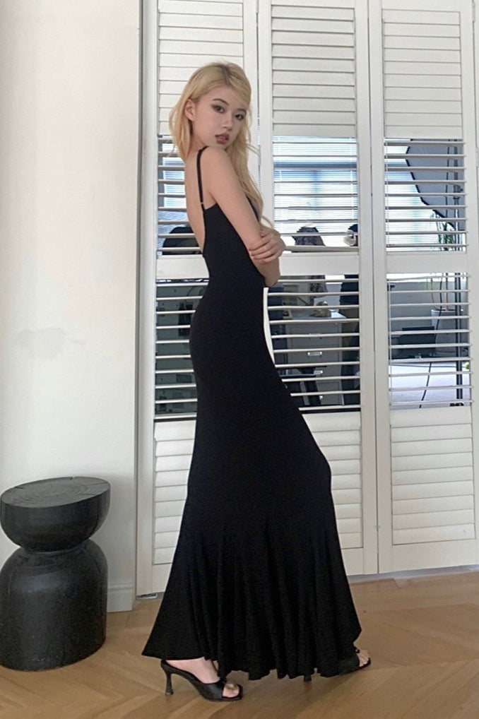 Vestido Formal Sexy sin Espalda con Tirantes Finos
