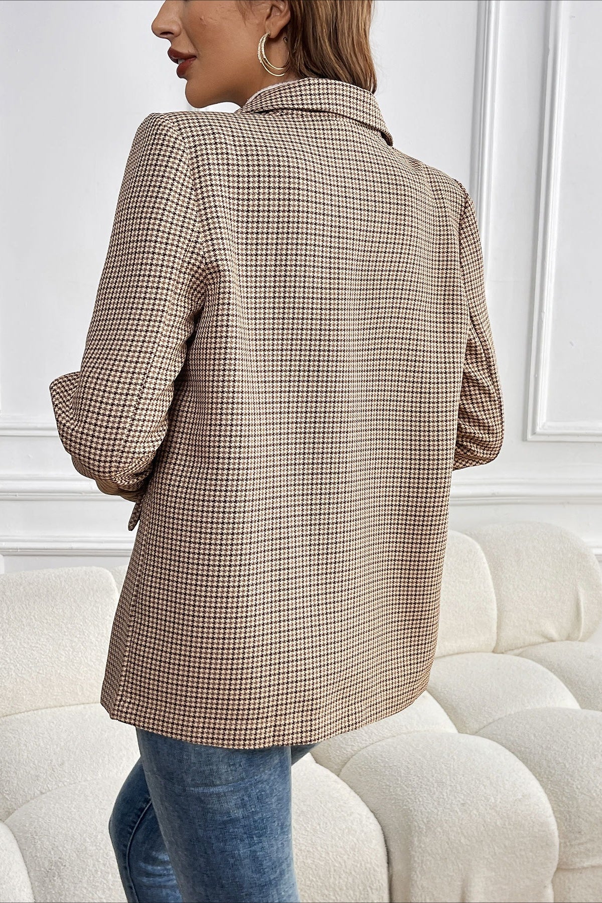Blazer elegante e informal de pata de gallo vintage