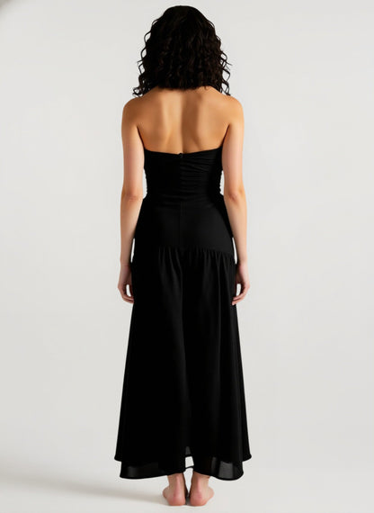 Solid Tube Cutout Sexy Vacation Dress