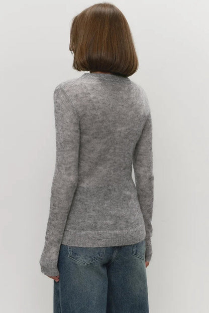 Top de punto de mohair con cuello redondo