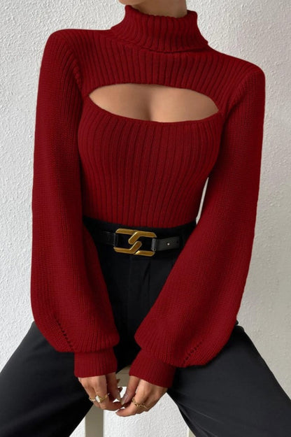 Suéter de cuello alto calado sexy