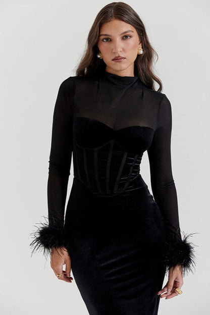 Vestido de Cóctel con Textura de Terciopelo Afelpado