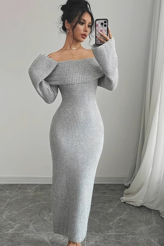 Long-Sleeve Knit Maxi Sweater Dress