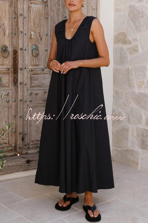Solid Color Loose Sleeveless Casual Vacation Maxi Dress