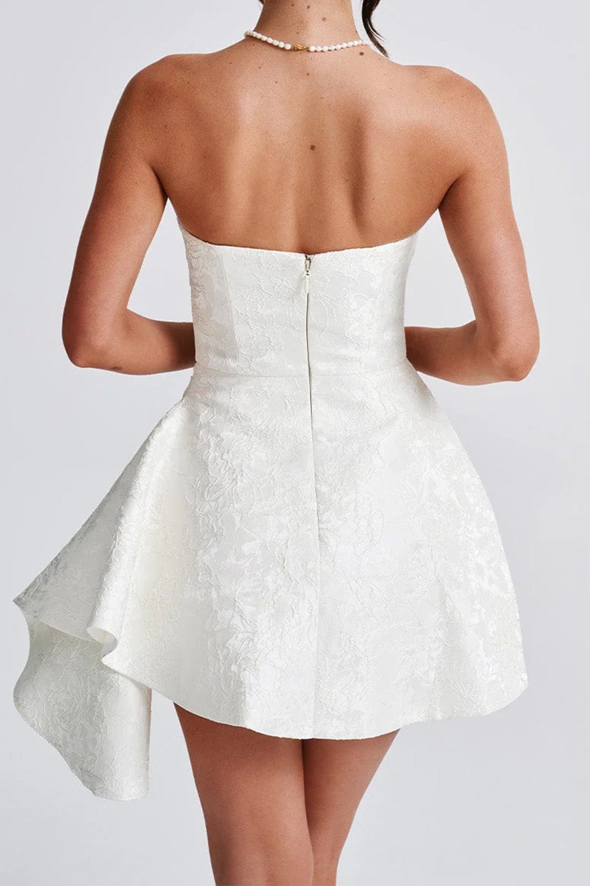 Minivestido de fiesta jacquard sin tirantes
