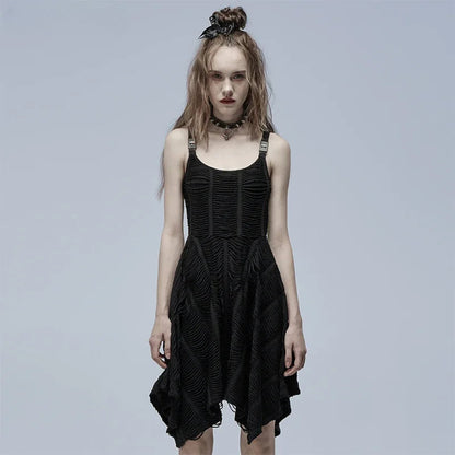 Asymmetric  Black Punk Decorative Personality Casual Summer Gothic Dress