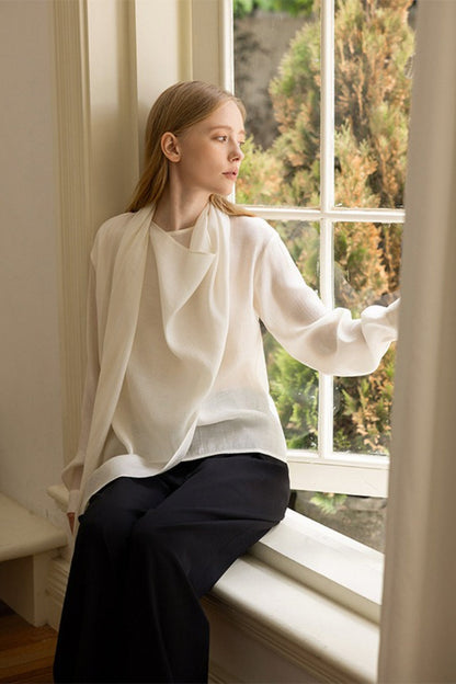 Elegant Cowl Neck Long Sleeve Top
