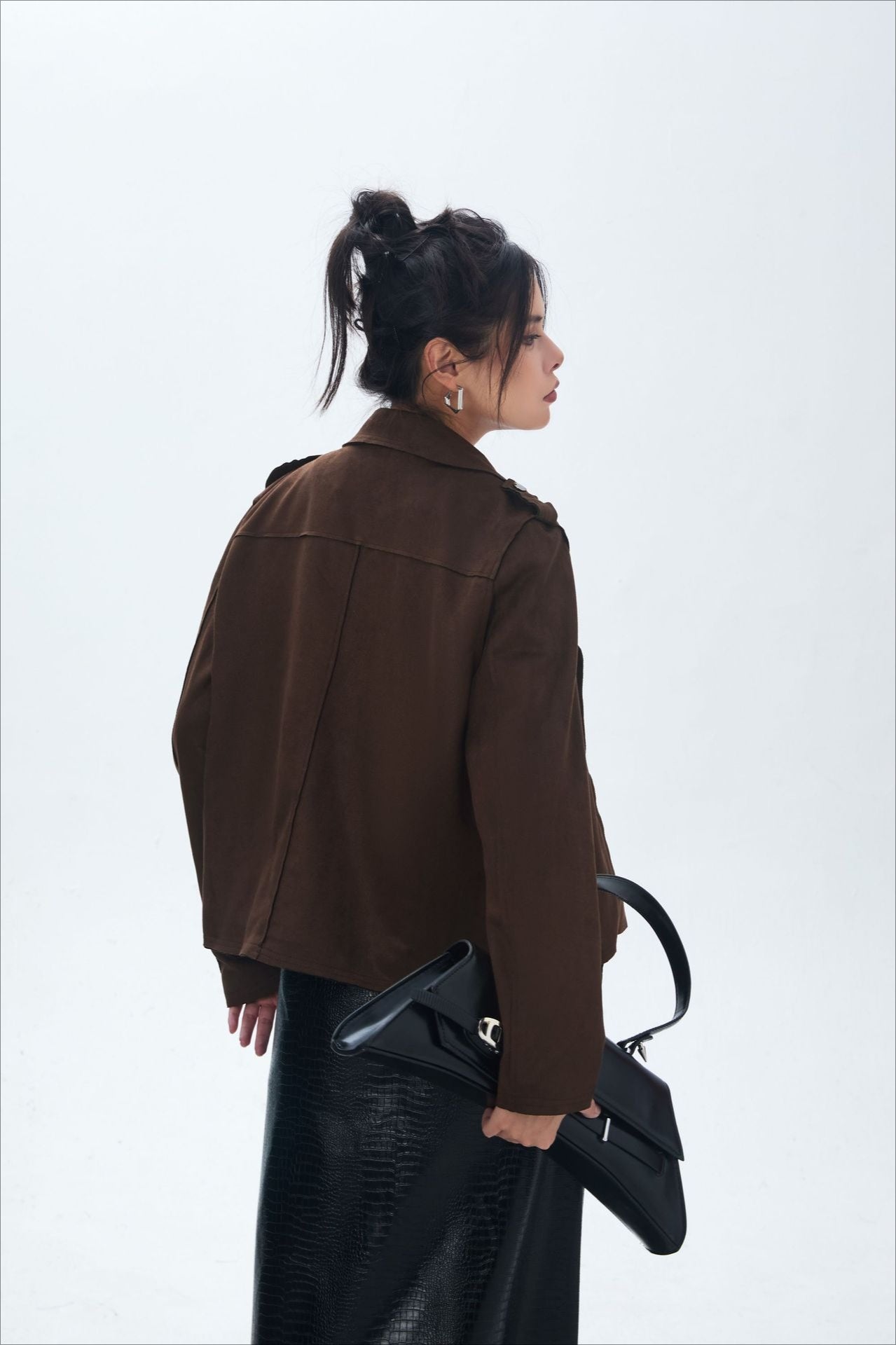 Chaqueta motera de ante con frente abierto