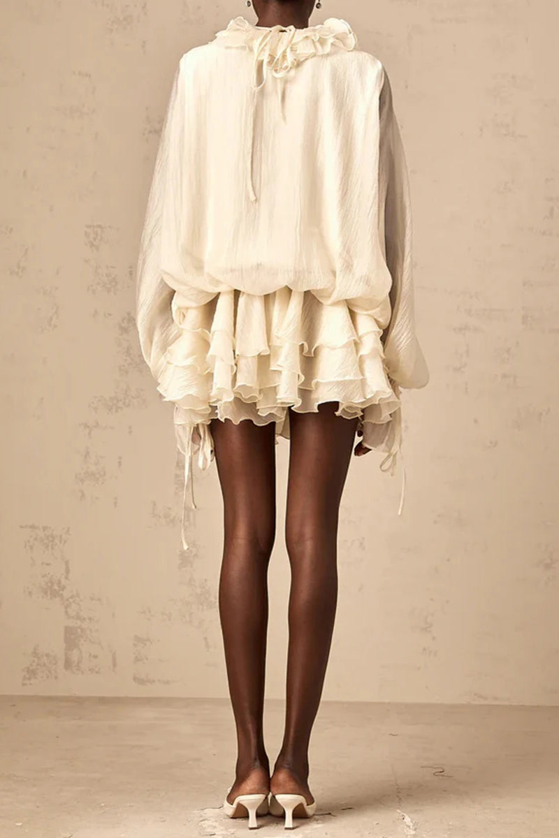 Vestido bohemio holgado con volantes y pliegues