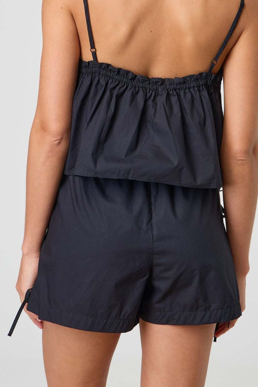 Pantalones cortos casuales con lazo y cintura elástica a rayas