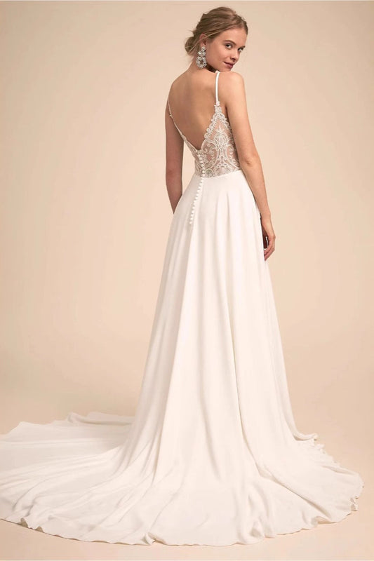 Plunging Lace Mermaid Wedding Dress