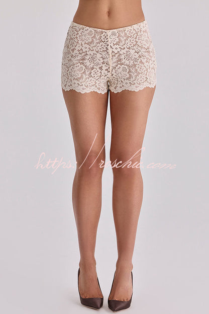 Sprinkle of Romance Floral Lace Off The Shoulder Corset Tank and Mid Rise Stretch Shorts Set