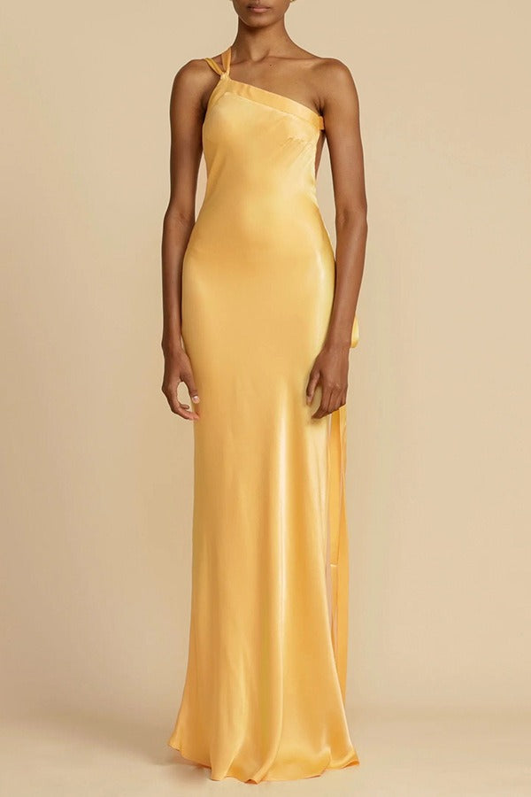 Satin One Shoulder Bodycon Formal Dress