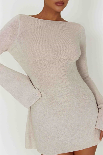 Bell Sleeve Knit Sweater Dress