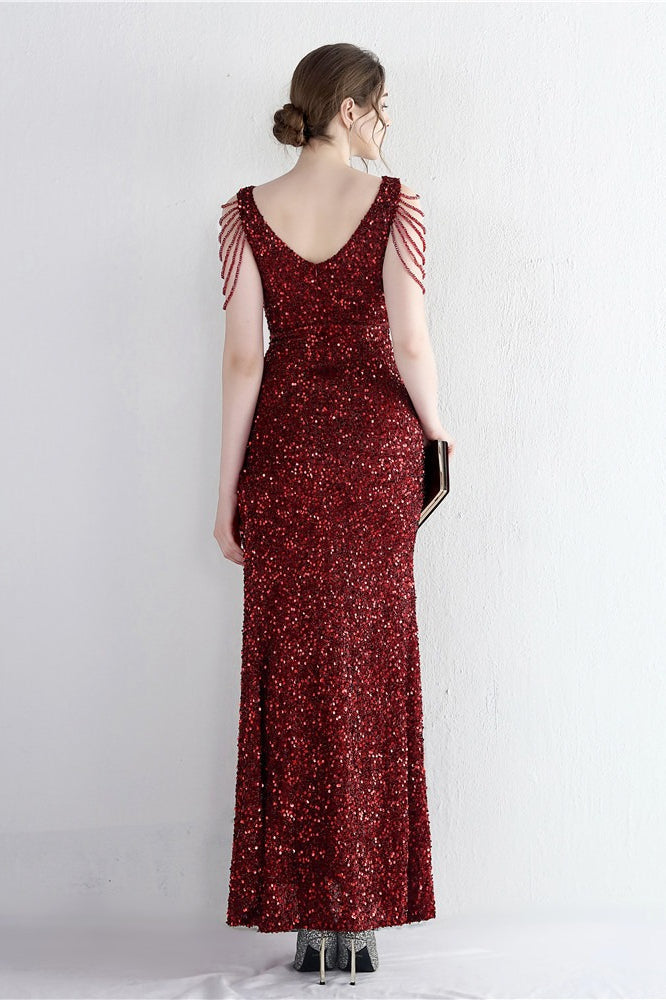 Vestido de Gala Sirena con Cuentas Distintivas