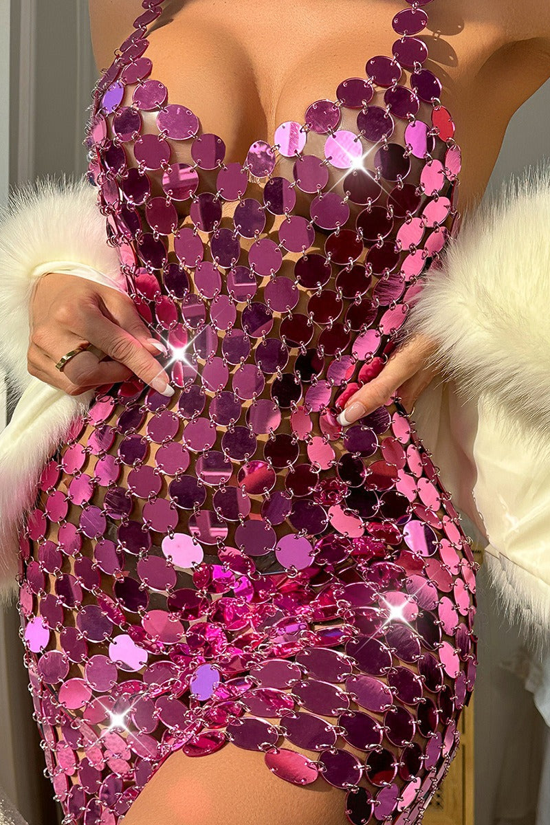 Punk Style  Acrylic Sequin Dress