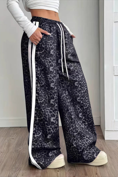 Pantalones Casuales Empalmados con Estampado de Leopardo