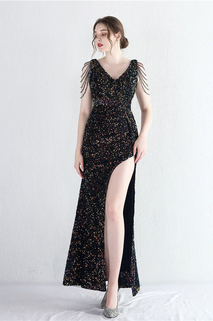 Vestido de Gala Sirena con Cuentas Distintivas