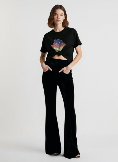 High Waist Velvet Wide Leg Velour Flare Pants