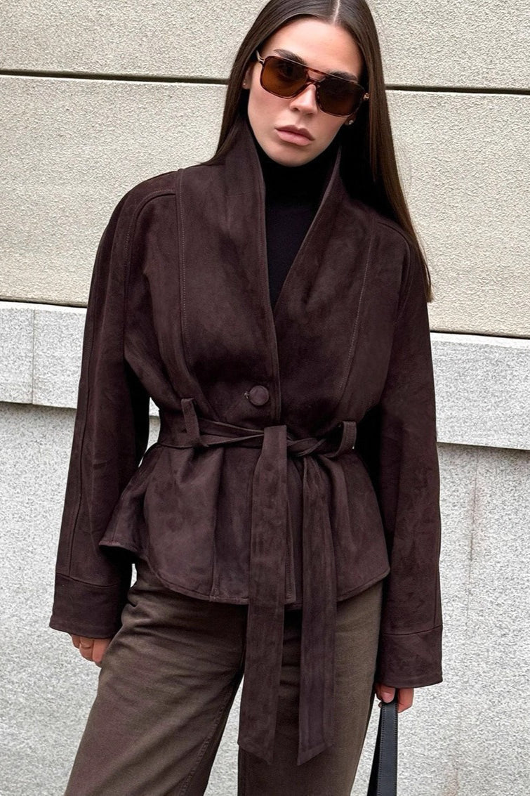 Chaqueta de gamuza vintage de manga larga