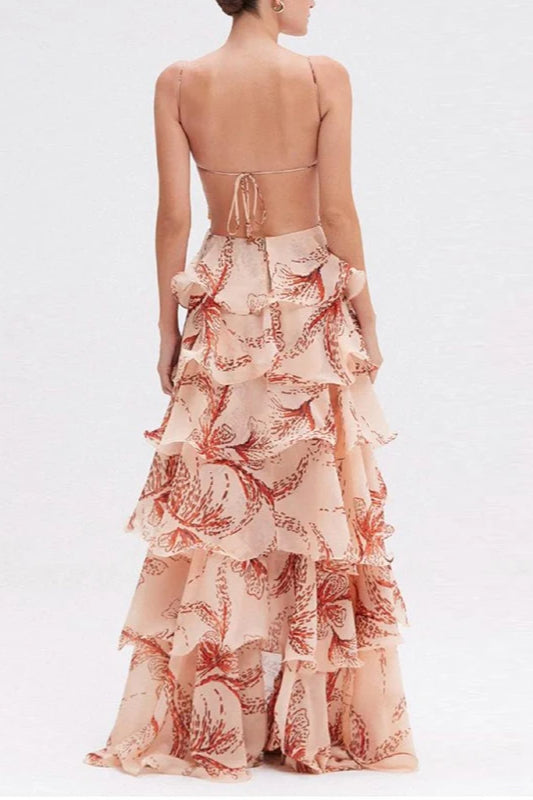 Elegante vestido bohemio plisado con cuello en V