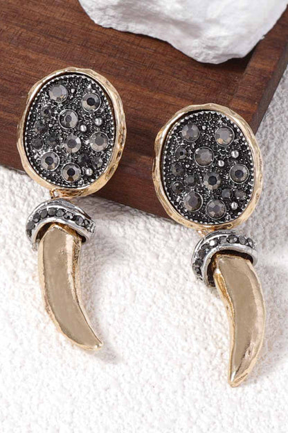 Fashionable Diamond-encrusted Animal Fang-shaped Pendant Earrings