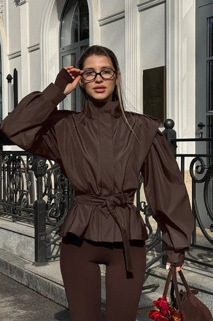 Relaxed Fit Notch Collar Belted Coat