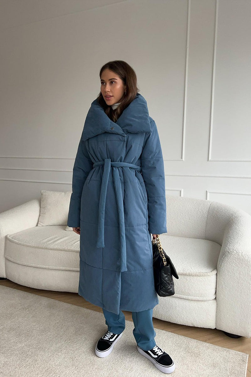 Chaqueta Puffer Larga con Cuello Alto